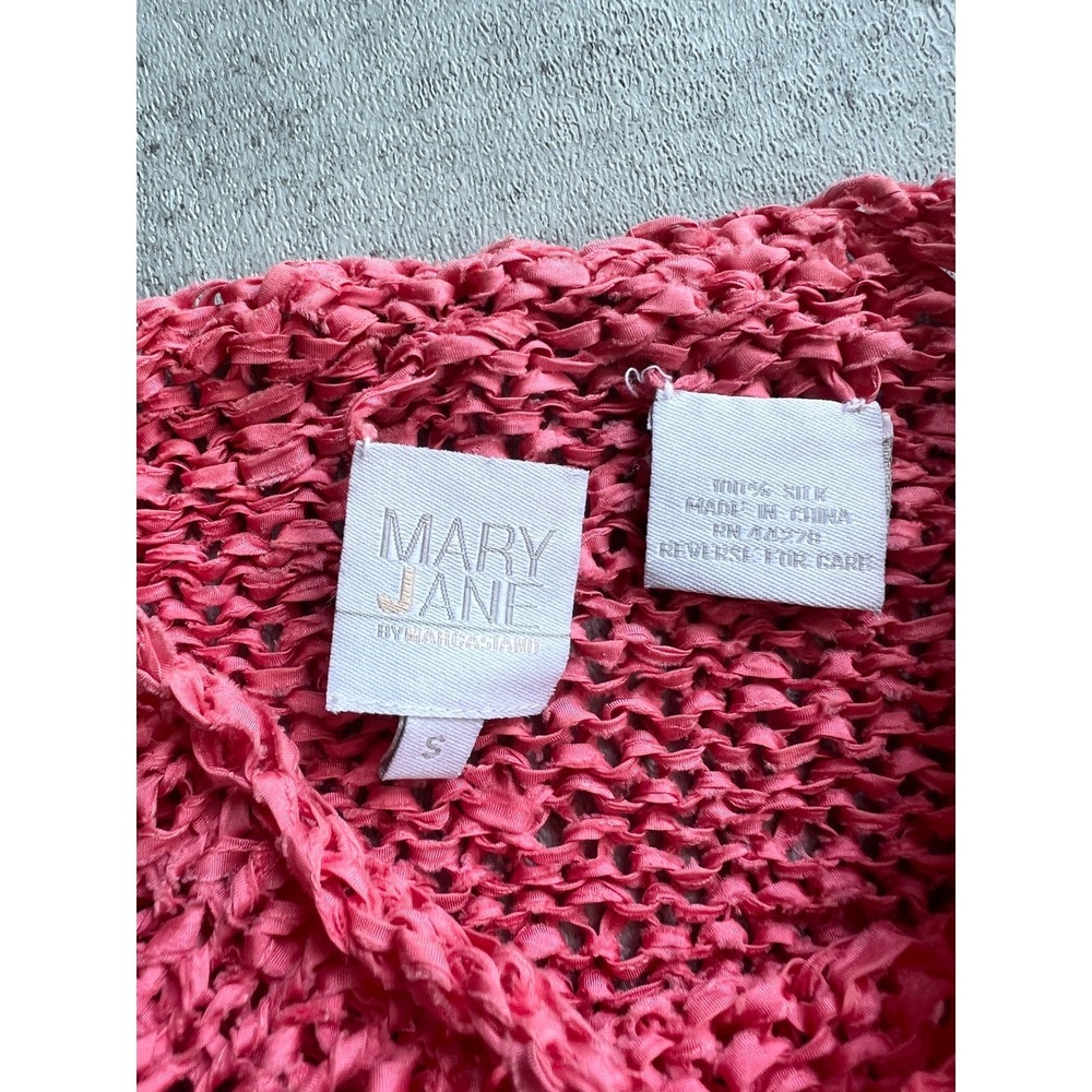 Vintage Mary Jane Marcasiano Silk Ribbon‎ Knit Tank Top Small Pink Mock 90s Y2K - Picture 4 of 7